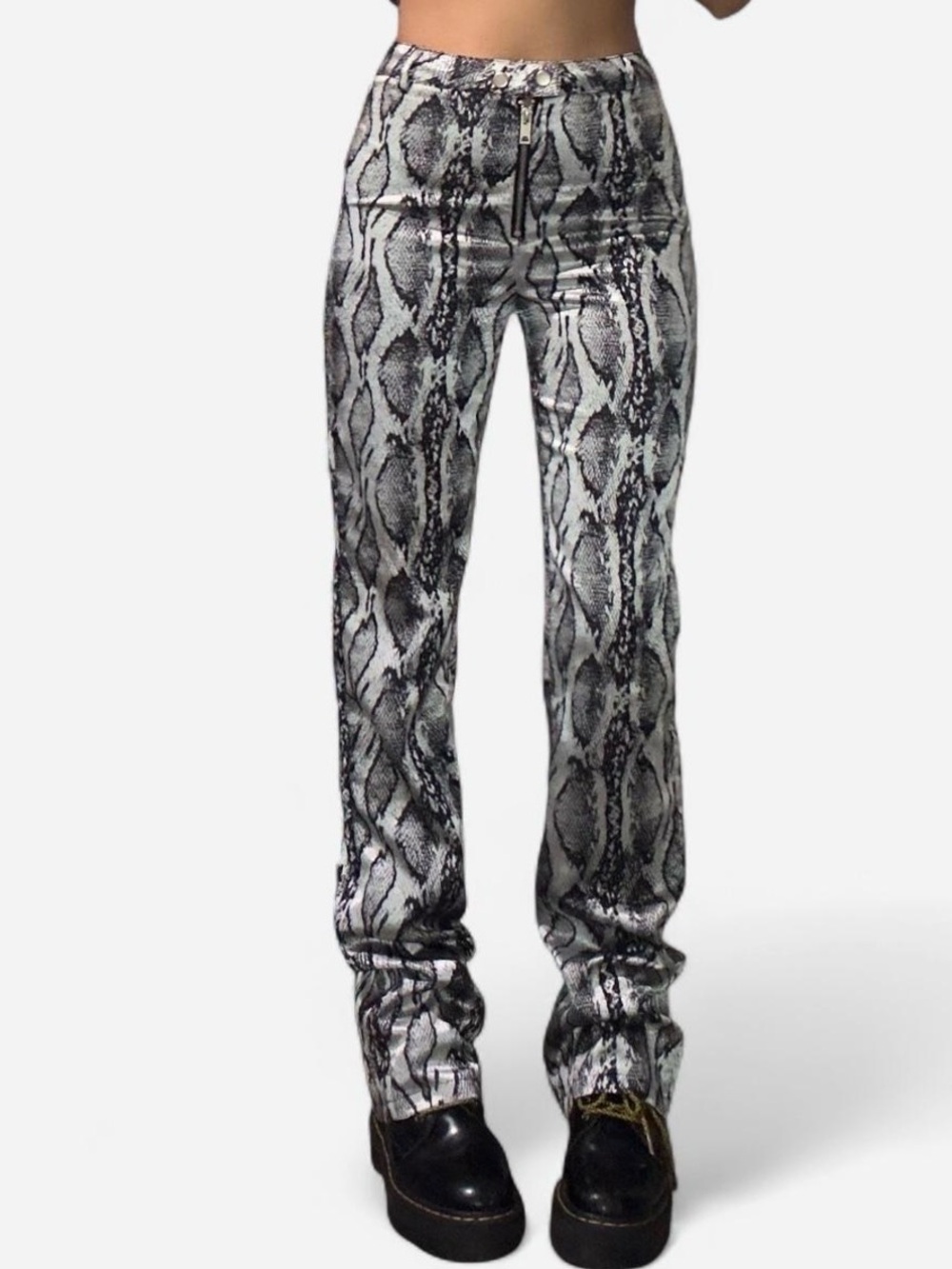 I.AM.GIA Silver & Black Snake Flare Pants